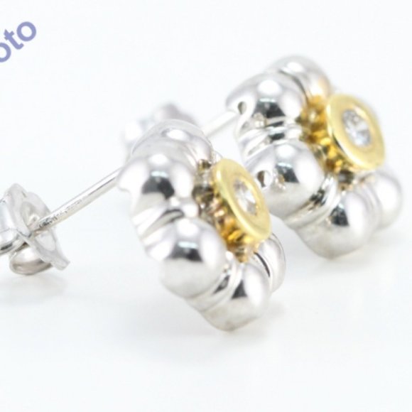 14K Gold Bezel Shape Diamond Studs 0.2 Ct G Si C22000006 - Picture 4 of 5